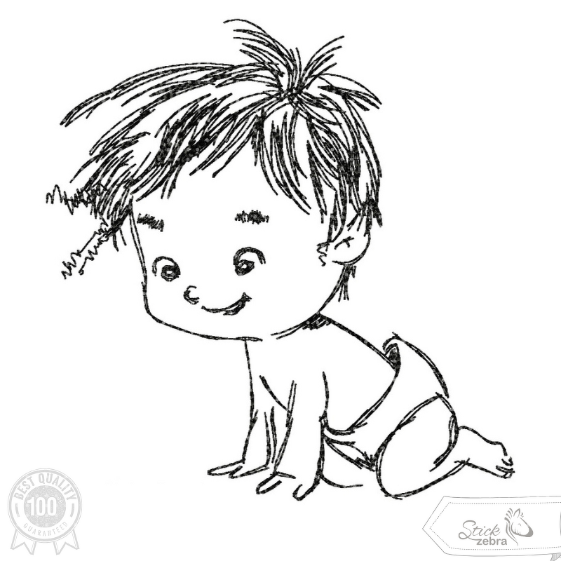 Baby Stickdatei – Krabbelndes Baby für verspielte Stickprojekte