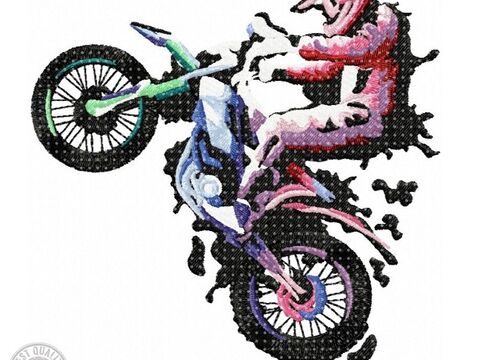 Biker Stickdatei – Actionreiches Motorrad-Motiv für starke Projekte