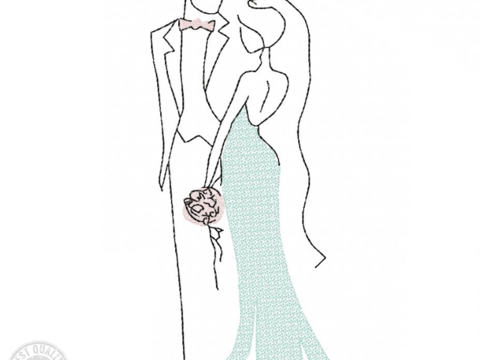 Brautpaar Stickdatei – Zartes Hochzeitsmotiv mit romantischer Umarmung