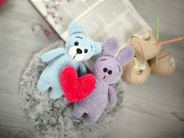 Häkelset Bär & Hase mit Herz – Anfängerfreundliches Amigurumi