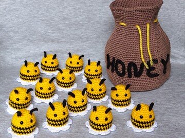Häkelanleitung für ein niedliches Bienenmemory