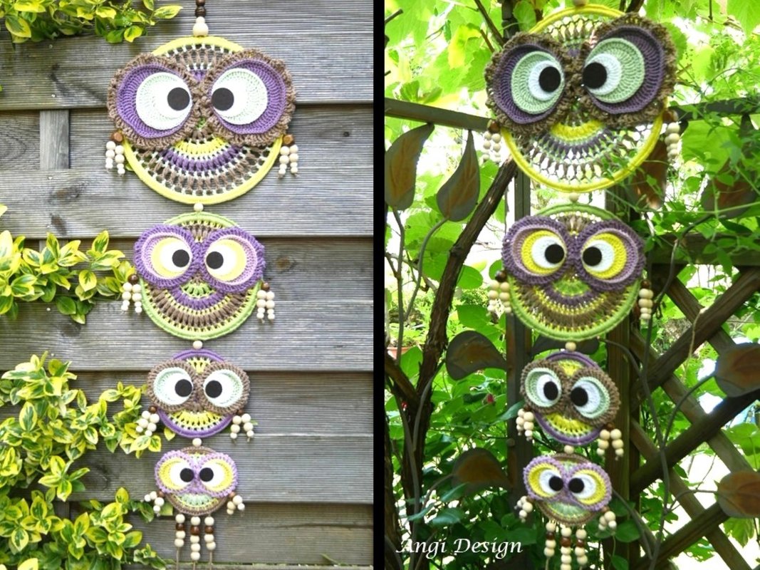 H&auml;kelanleitung Traumf&auml;nger / Dreamcatcher / Mandala, mit bunten Eulen