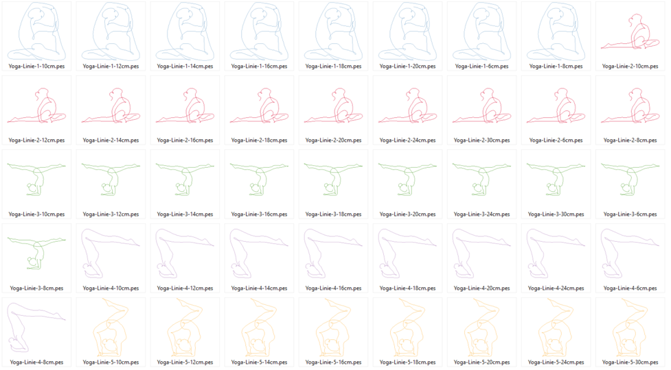 Stickdatei - Yoga Linie 2 - Sport Frau schlicht / einfach / schnell
