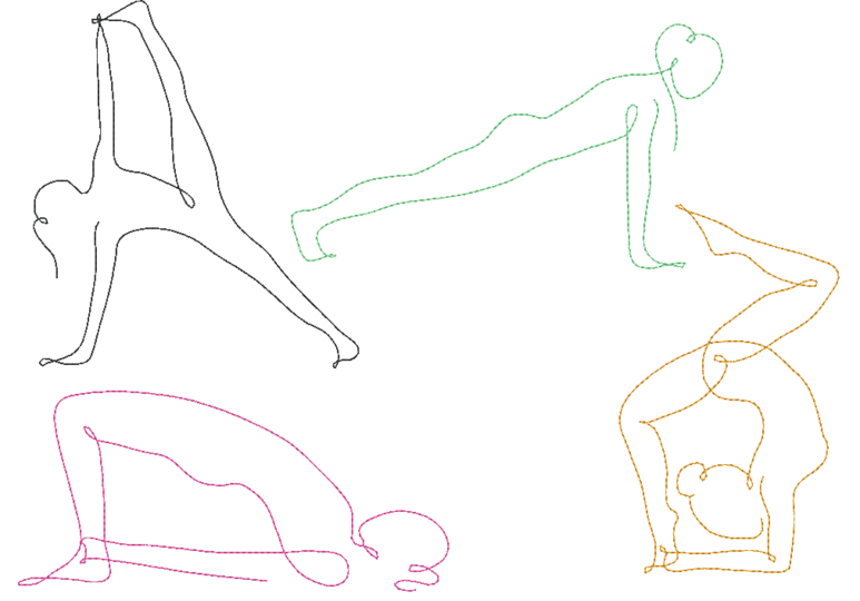 Stickdatei - Yoga Linie 2 - Sport Frau schlicht / einfach / schnell