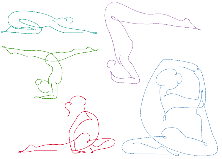Stickdatei - Yoga Linie 2 - Sport Frau schlicht / einfach / schnell