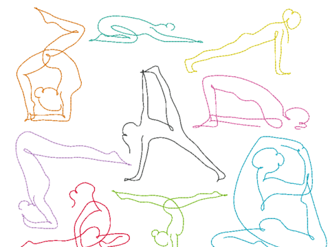 Stickdatei - Yoga Linie 2 - Sport Frau schlicht / einfach / schnell