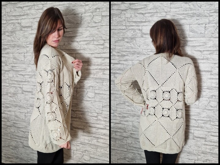 247 Häkelanleitung Granny Jacke Häkeljacke Hellbeige 36/40