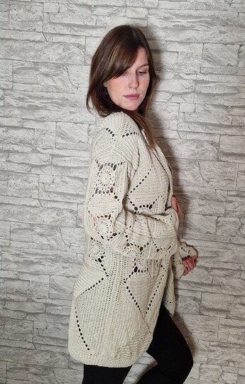 247 Häkelanleitung Granny Jacke Häkeljacke Hellbeige 36/40