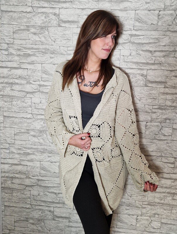 247 Häkelanleitung Granny Jacke Häkeljacke Hellbeige 36/40 - Bild 5