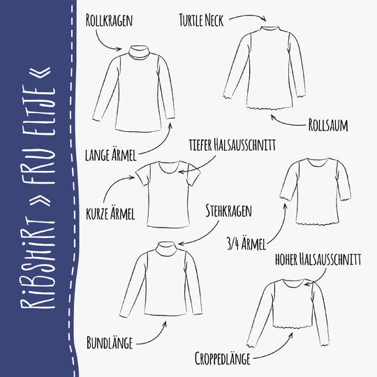 RIBSHIRT "FRU ELTJE" | Schnittmuster und Anleitung | Gr. 32-58