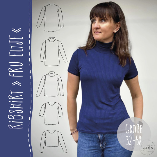 RIBSHIRT "FRU ELTJE" | Schnittmuster und Anleitung | Gr. 32-58