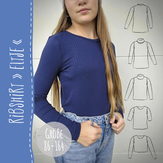 RIBSHIRT "ELTJE" | Schnittmuster und Anleitung | 86-164 | 3 WEITEN