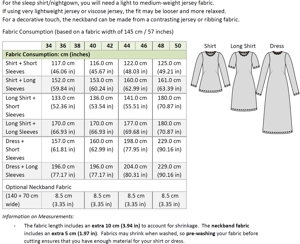 Nightgown & Shirt PDF Pattern – Sizes EU 34–50, 4 Sleeves, 2 Necklines - Image 4
