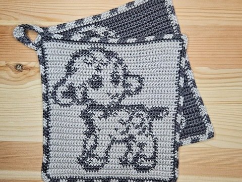 Häkelanleitung Topflappen "Osterlamm"