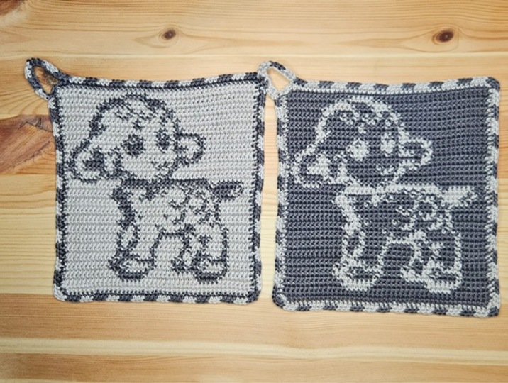 Häkelanleitung Topflappen "Osterlamm"