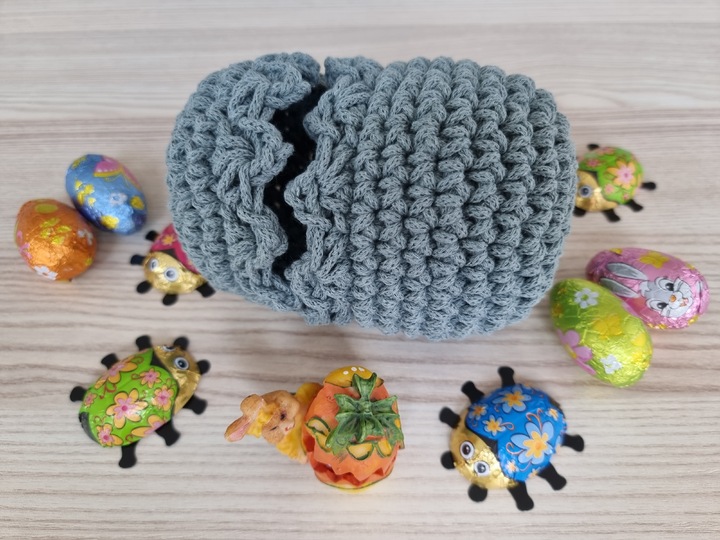 "Dino-Ei" Osterkorb, Geschenkkorb häkeln PDF-Anleitung