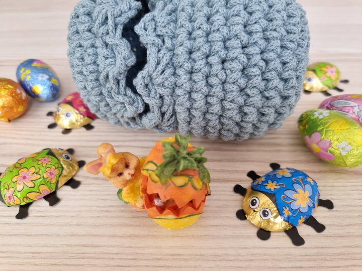 "Dino-Ei" Osterkorb, Geschenkkorb häkeln PDF-Anleitung