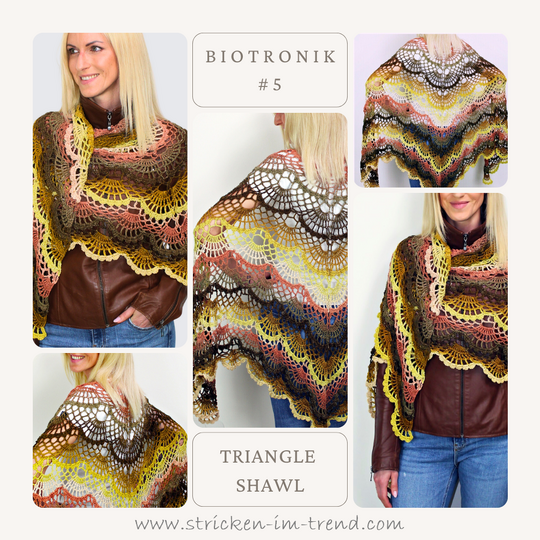 Crochet pattern for triangular scarf | 1-2-3 IDEEN #6 | BioTronik #5