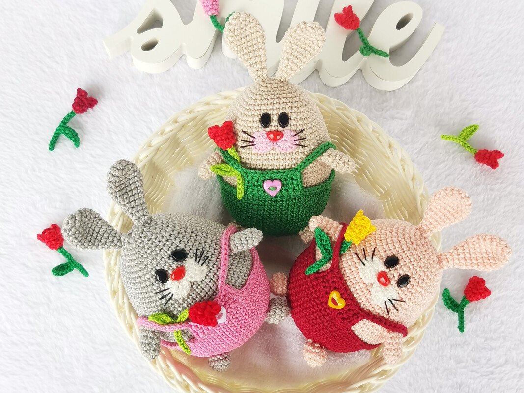 Easy Crochet Pattern | Spring Bunny Amigurumi in Overalls - Image 3