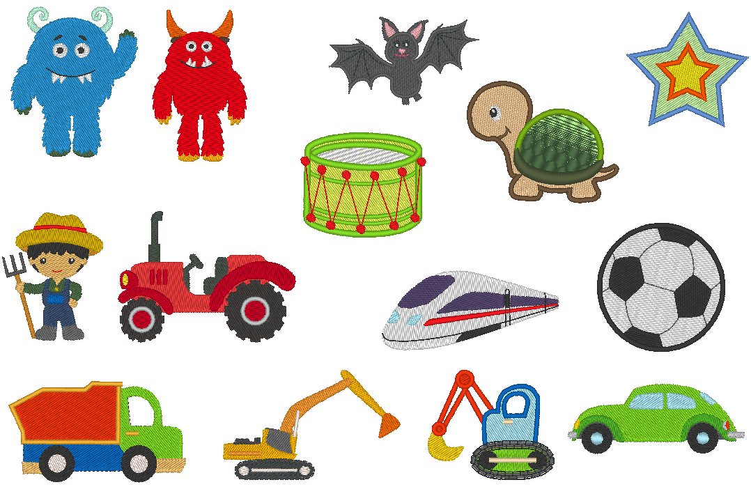 Stickdatei - Puschen Motive für Jungen - Boys