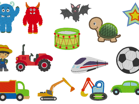 Stickdatei - Puschen Motive für Jungen - Boys