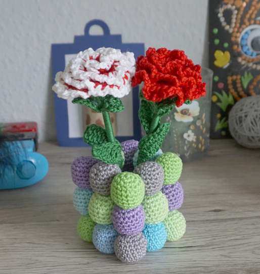 Häkelanleitung: Blume mit Vase