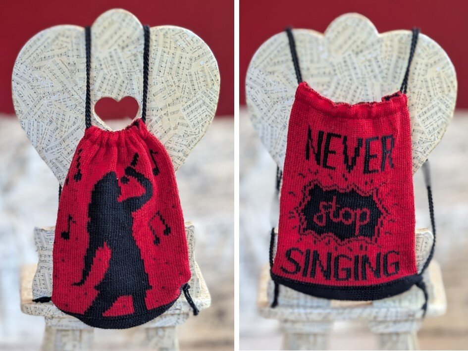 Turnbeutel "Never stop Singing" - Doubleface Strickanleitung