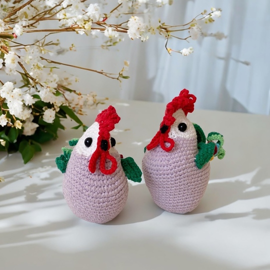 Rooster and Hen. No sew crochet pattern