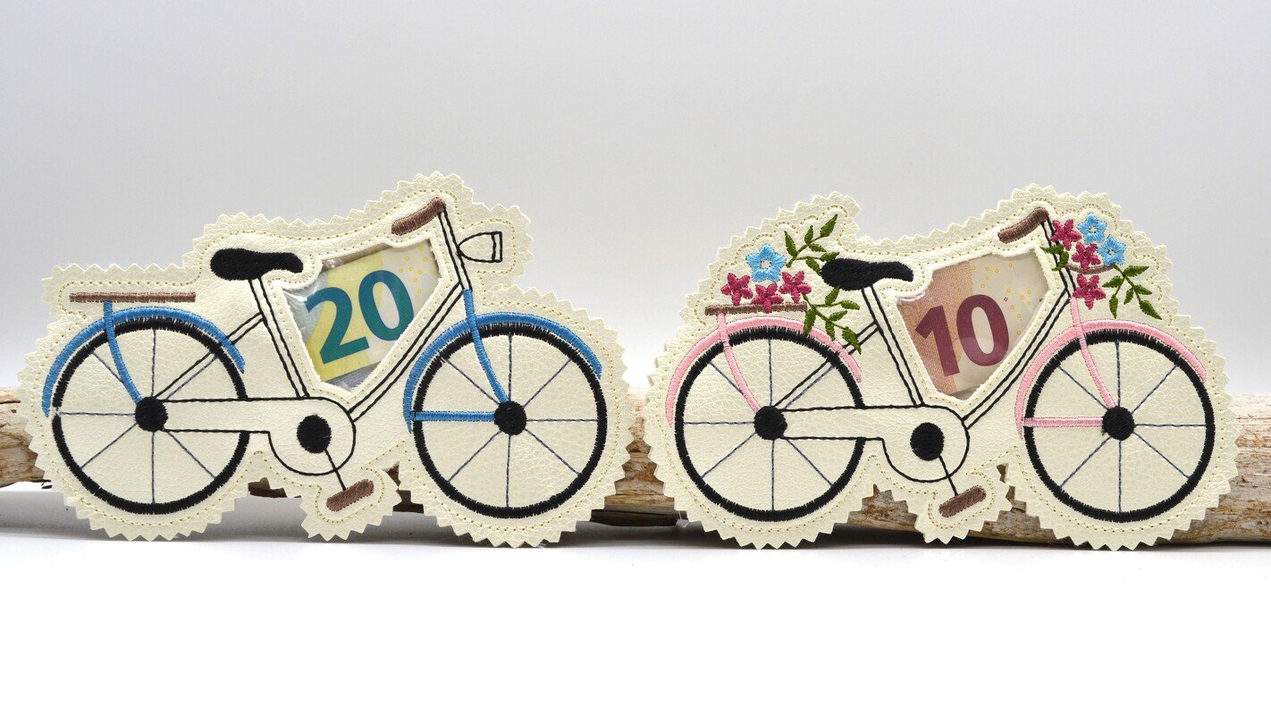 Stickdatei ITH Fahrrad Geldgeschenk Füllobjekt Wunscherfüller - Bild 3