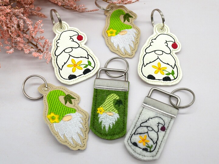 Stickdatei ITH Wichtel Anhänger Frühling Blumen