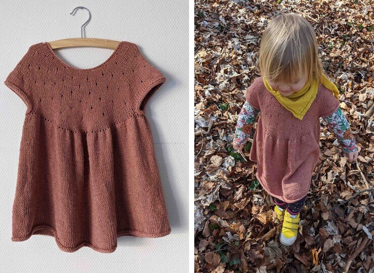 Knitting pattern, Lihan dress, knitted kids and baby dress, 3 month to 13 y