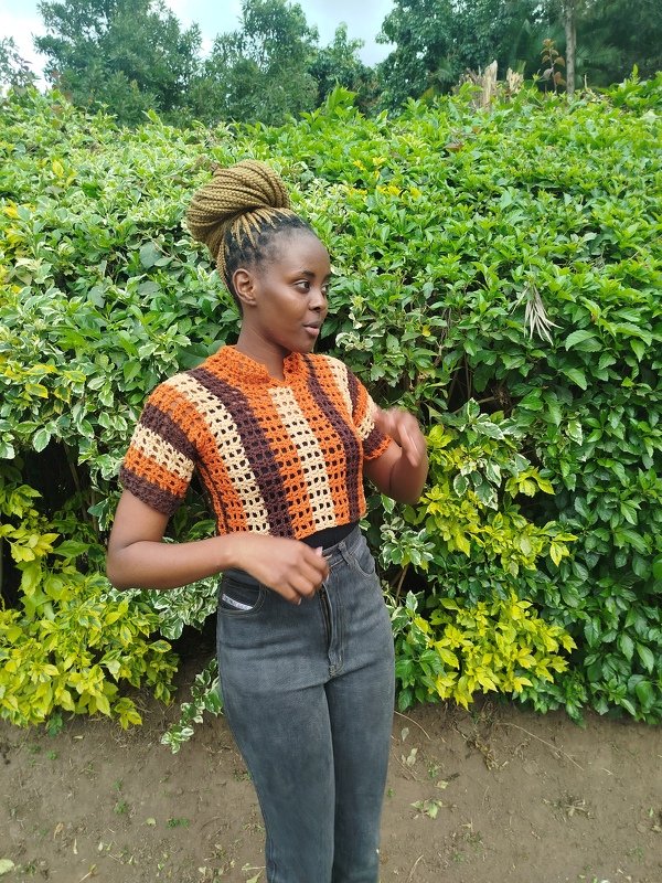 Crochet mesh crop shirt, Cardigan mesh cover-up pattern, crop top pattern, - Image 2