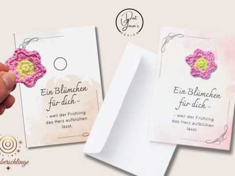 „Ein Blümchen für dich“ – Häkelblume & DIY - Grußkarte