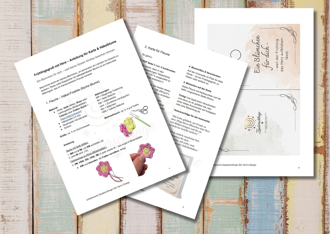 „Ein Blümchen für dich“ – Häkelblume & DIY - Grußkarte - Bild 2