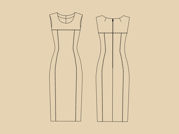 Damen Schnittmuster Etuikleid - Zeitlose Eleganz in Größen 36-46