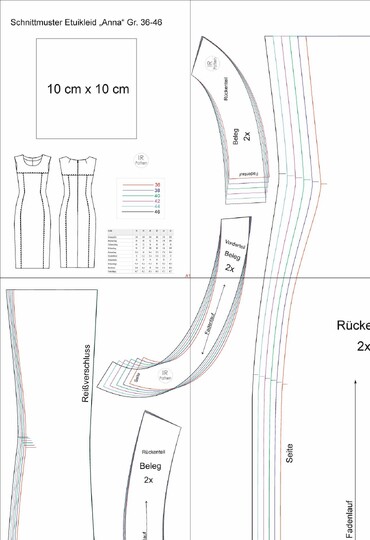 Damen Schnittmuster Etuikleid - Zeitlose Eleganz in Größen 36-46