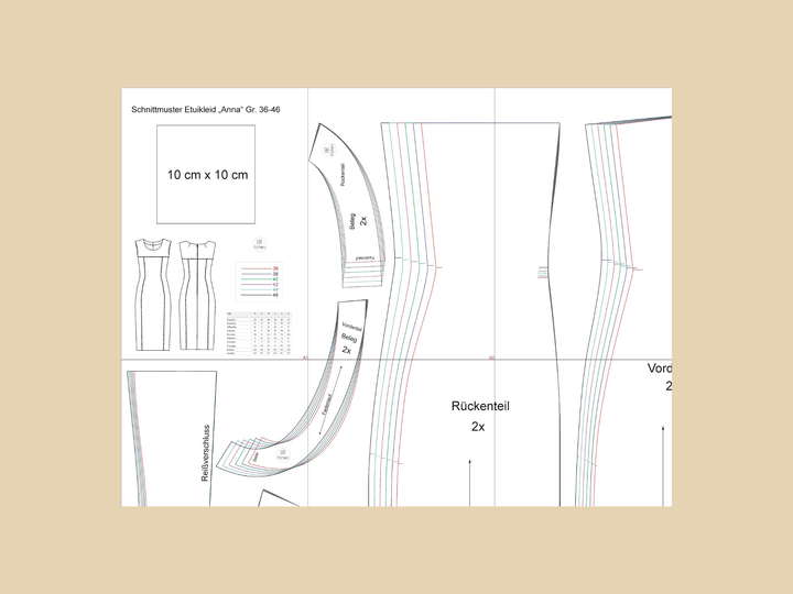 Damen Schnittmuster Etuikleid - Zeitlose Eleganz in Größen 36-46