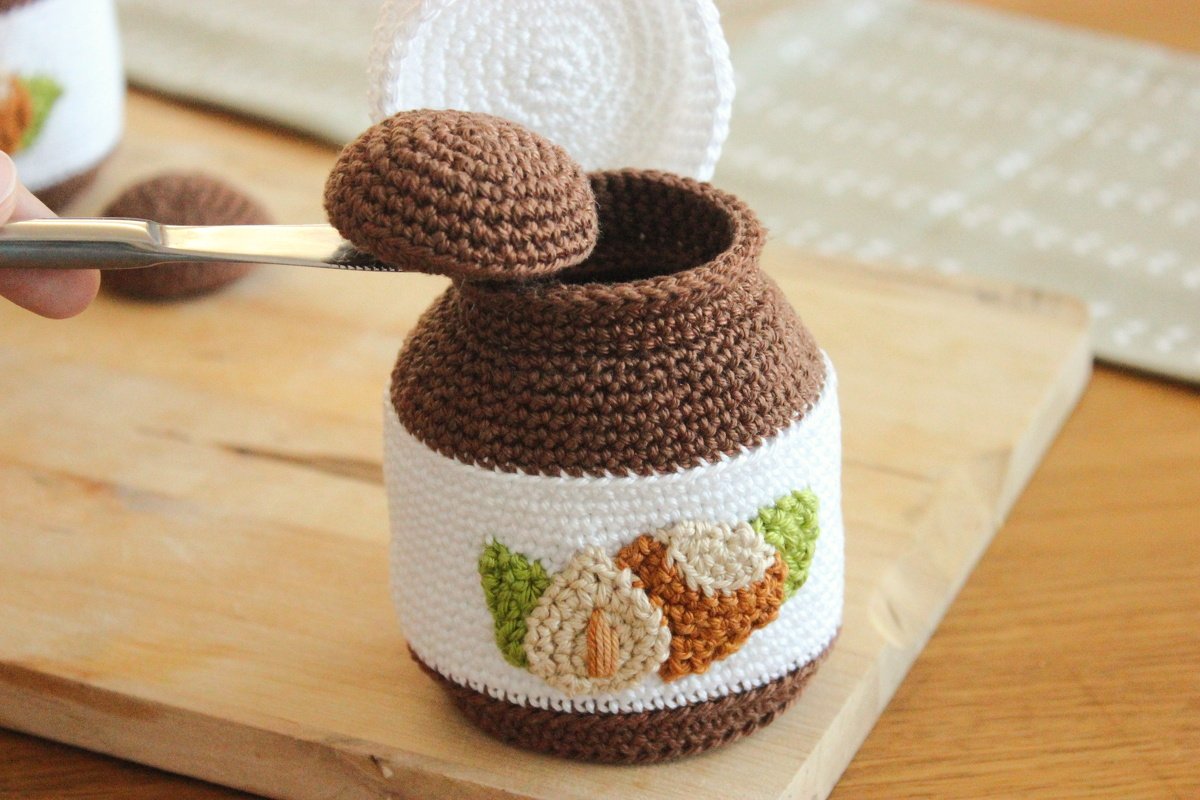 Häkelanleitung "Glas Nuss-Nougat-Creme mit kleiner Portion" - Bild 3