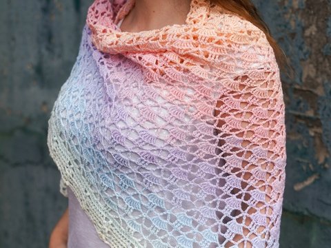 Häkelanleitung Dreieckstuch "Einhorn" mit schöner Bordüre