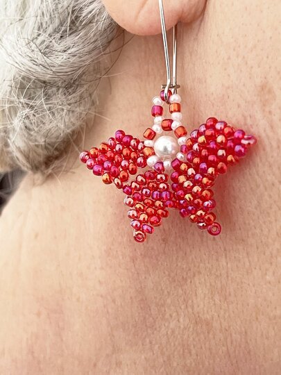 Beaded Butterfly Earrings, Beading Flowers Earrings, Beadwork Earrings