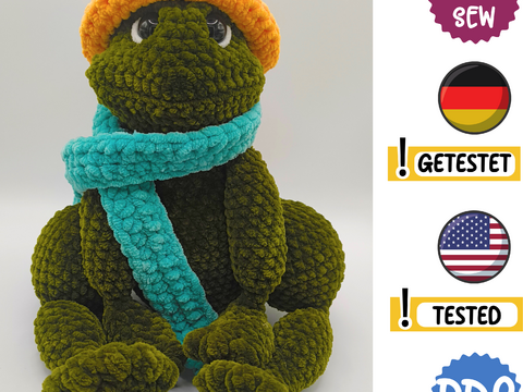 Freddy Frosch mit Fischerhut und Schal | ohne Nähen