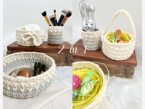 Häkelanleitung 2 in 1 Utensilo/Osterkörbchen