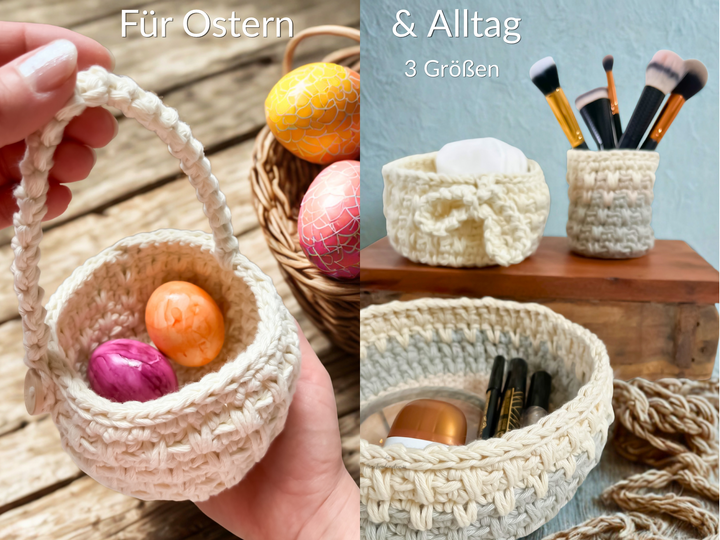 Häkelanleitung Mini Körbchen – für Ostern & Alltag (3 Größen)