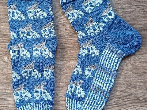 Anleitung Sockenmuster Bus - Camp, mit mehreren Fäden