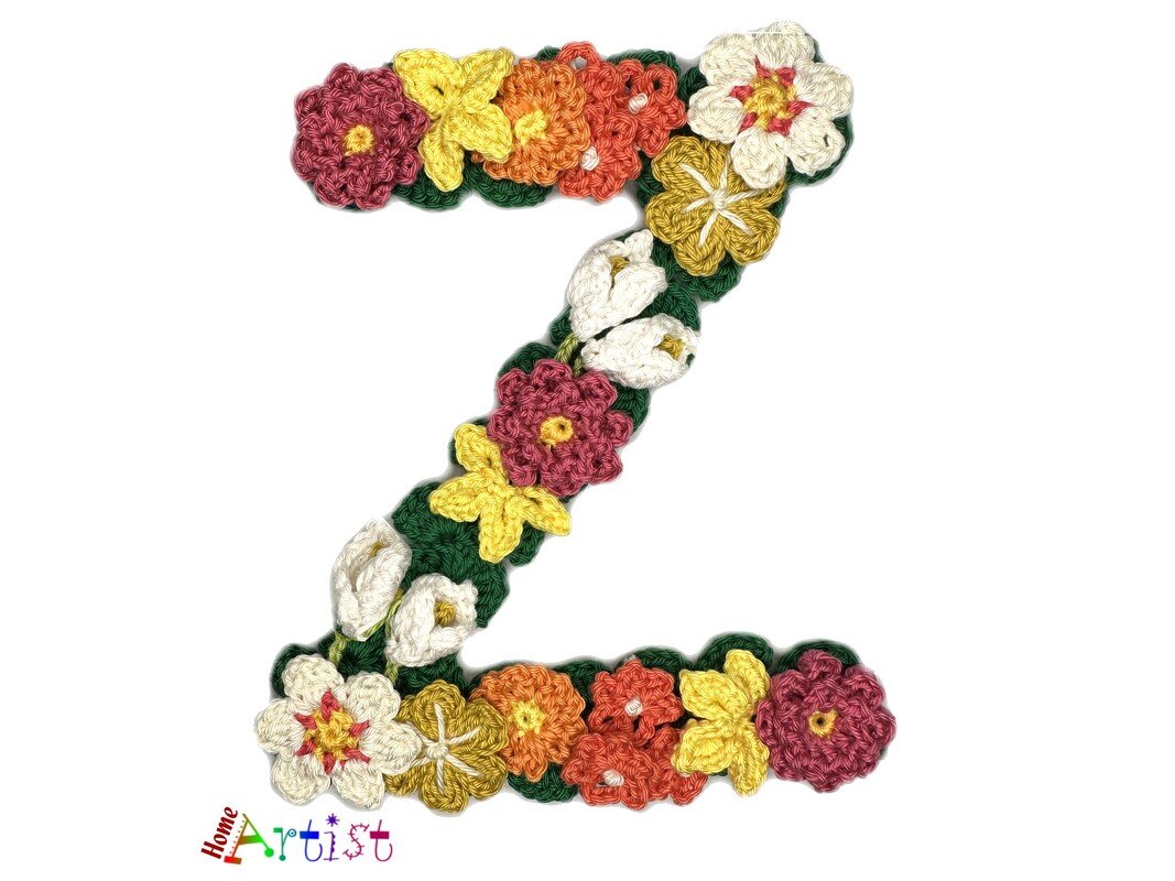Flower letter Z crochet pattern applique - Image 2