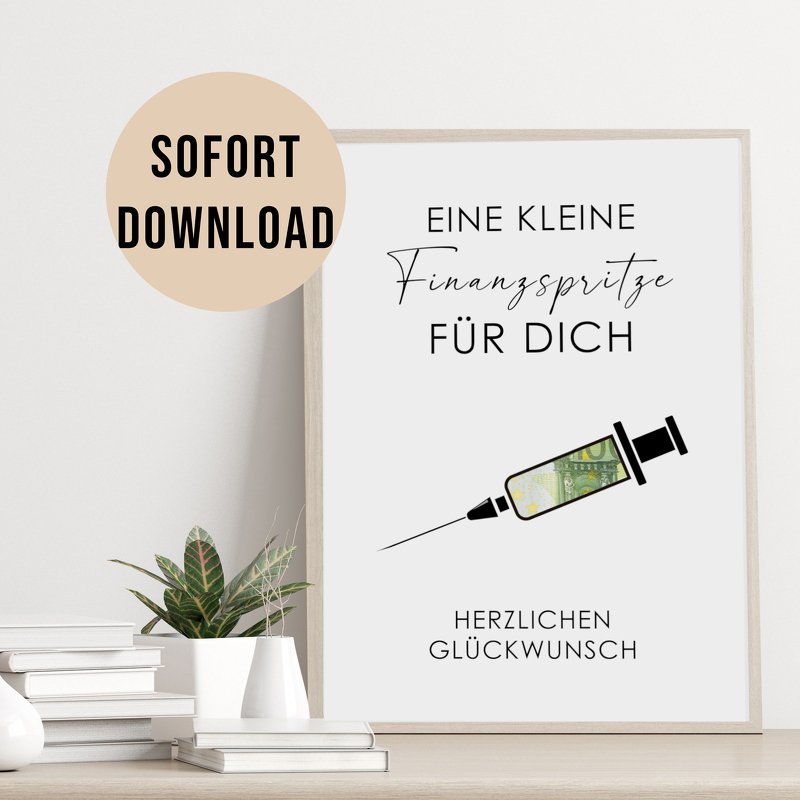 Poster GELDGESCHENK FINANZSPRITZE Geschenk DOWNLOAD