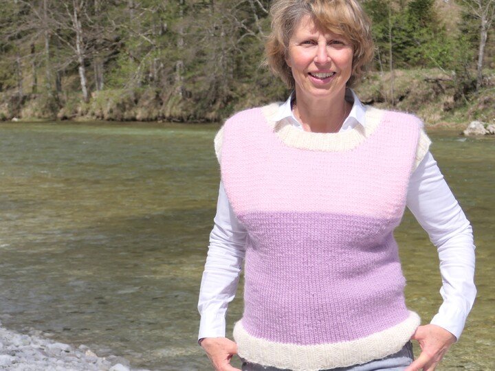 Kombipaket Strickanleitung Loopschal Röschen und Pullunder Orchidee