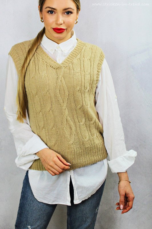 Knitting Pattern for Cable Vest | Sizes S–XXL | Knit Slipover ItalyWool #1 - Image 2