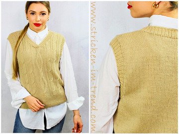 Strickanleitung mit Zopfmuster | Größen S–XXL | Pullunder ItalyWool #1