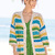 Jacke im Ajourmuster mit Streifen